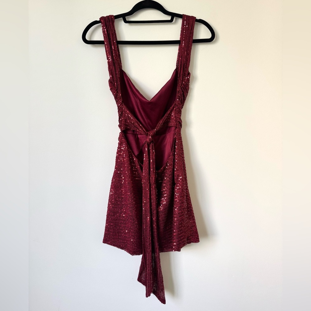 Lucy in the Sky Burgundy Sequin Mini Dress - Picture 10 of 15